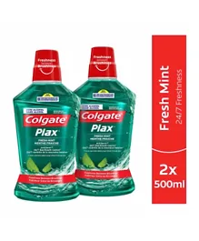 Colgate Plax Fresh Mint Mouthwash Pack of 2 - 500mL each