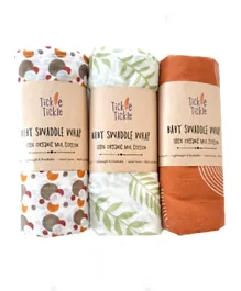 Tickle Tickle Value Pack of 3 Organic Mul Swaddles - Olive/Dream/Sunset