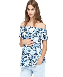 Mums & Bumps - Isabella Oliver Off Shoulder Maternity Top - Blue