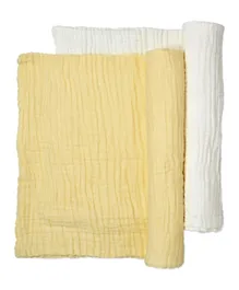 Anvi Baby Set of 2 Organic Muslin Bath Towel - Yellow & White
