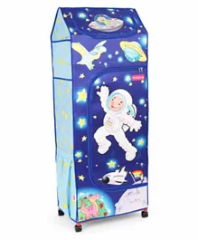 Babyhug Foldable 4 Shelved Storage Unit With Wheels Space Adventure Print - Dark Blue