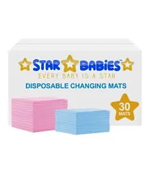 Star Babies Disposable Changing Mat Pack of 30 - Yellow/Lavender