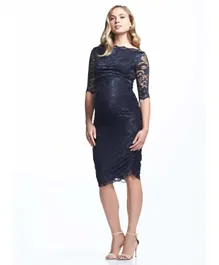 Mums & Bumps Soon Gigi Lace Maternity  Dress - Navy