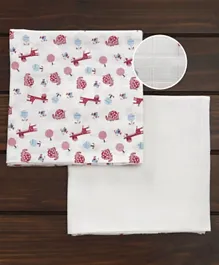 Babyhug 3 in 1 Premium Baby Muslin Swaddle Wrapper Cum Blanket Giraffe Print Pack of 2 - Pink