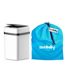 Sunbaby Automatic Trash Can With Lid Powered by Batteries - White