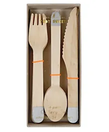 Meri Meri Wooden Cutlery Set Silver - Pack of 24