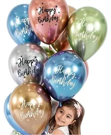 Party Propz Happy Birthday Printed Metallic Chrome Balloons - 10 Pieces