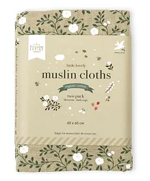 A Little Lovely Company Muslin Cloth Blossom Dark Sage - Set of 2