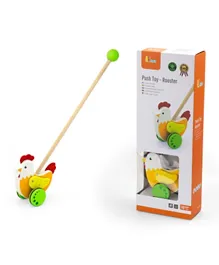 Viga Wooden Push Toy-Rooster - Multicolour