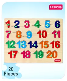 Babyhug Montessori Wooden Number Puzzle Multicolour - 20 Pieces