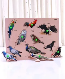 Babyhug Montessori Wooden Birds Puzzle Multicolour - 8 Pieces