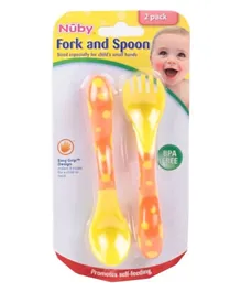Nuby Starter Spoon & Fork Set Pack of 2 - Yellow