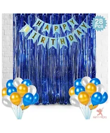 Party Propz Happy Birthday Printed Balloons Combo Set for Boys Blue - Pack of 28