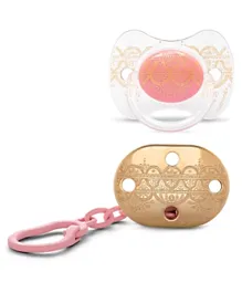 Suavinex Soother & Holder with Chain - Pink & Beige