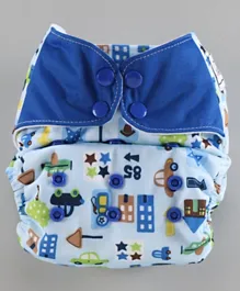 Babyhug Free Size Reusable Cloth Diaper With Insert Symbolic Print - Blue