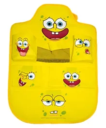 Kaufmann Sponge Bob Car Back Seat Organizer for Kids, Padded with Spacious Pockets, Yellow, 3+ Years, 39x19x39 cm