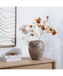 PAN Home Eloise Albizia Wood Textured  Vase - White Wash