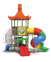 Myts Pinokee Roof with Curved Tube Slide Climbing Rills Game & Monkey - Multicolour