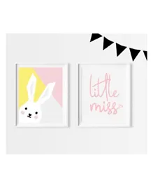 Sweet Pea Abstract Bunny & Little Miss Wall Art Print - Pack of 2