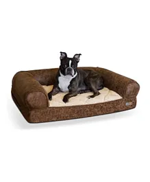 K&H Pet Products Bomber Memory Sofa Pet Bed - Medium Brown
