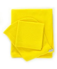 Ekobo Organic Cotton Baby Hooded Towel with Wash Cloth Set - Lemon