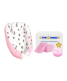 Star Babies Baby Sleeping Pod + Free Changing Mats & Powder Puff - Pink