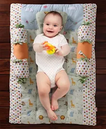 Babyhug Premium Cotton Crib Bedding Set Jungle Theme Pack of 4 - Multicolor