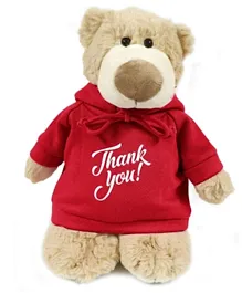 Fay Lawson Mascot Bear with Thank You Trendy Red Hoodie - 28 cm