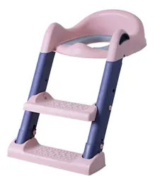 Little Angel Potty Training Toilet Seat Foldable Stool With Ladder - Pink