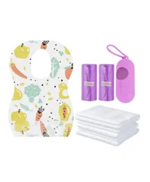 Star Babies Combo Pack of Disposable Bibs Fruits Print + Disposable Towels + Scented Bag +Dispenser