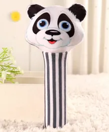 Babyhug Panda Face Rattle with Soft Toy - White Black