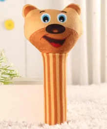 Babyhug Bear Face Rattle with Soft Toy - Brown