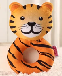 Babyhug Tiger Face Rattle and Toy Ring - Yellow
