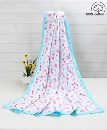 Babyhug Premium 3 Layered Baby Muslin Blanket Giraffe Print - Green