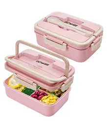 Eazy Kids Wheat Straw Leakproof Eco-Friendly Bento Lunch Box - Pink