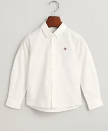 Gant Shield Embroidered  Oxford Shirt - White