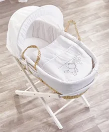 Kinder Valley Teddy Wash Day Palm Moses Basket With Folding Stand - White