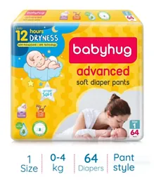 Babyhug Advanced Pant Style Diapers Size 1 - 64 Pieces