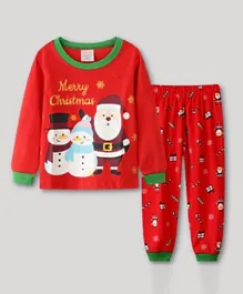 ملابس نوم للأطفال لامار بيبي بطبعة سانتا الكريسماس - أحمر