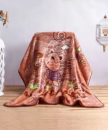 Babyhug Embossed Blanket Bear Print - Light Brown