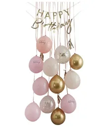 Ginger Ray Happy Birthday Balloon Door Kit - Pink and Golden