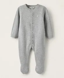 Zippy Solid Knitted Sleepsuit - Grey