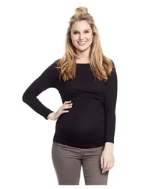 Mums & Bumps Soon Honor Long Sleeve Maternity & Nursing Top - Black