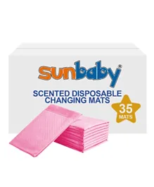 Sunbaby Disposable Changing Mats Pack of 35 - Pink