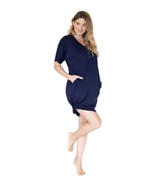 Mums & Bumps-Angel Maternity & Nursing Home Dress + Matching Baby Wrap - Navy
