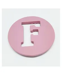 One.Chew.Three - Alphabet Chews Silicone Letter Teething Disc F - Pink