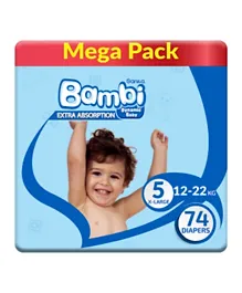 Sanita Bambi Baby Diapers Mega Pack Extra Large Size 5 -74 Pieces