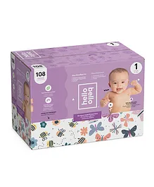 Hello Bello Club Diaper Bees and Butterflies  Girl Size 1 - 108 Pieces