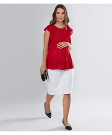 House of Napius Stylish Maternity Top & skirt set - Red White