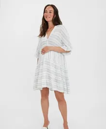 Vero Moda Maternity Striped Maternity Dress - Grey